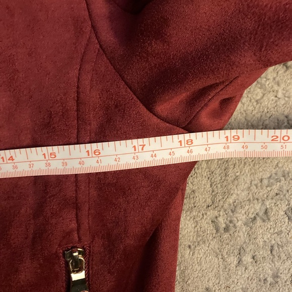 NWOT Peach love California faux suede Raspberry jacket Sz L zipped 18.5” - Picture 7 of 8